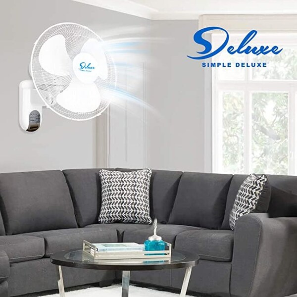 Simple Deluxe Heavy Duty Stainless 16-Inch Digital Wall Mount Oscillating Fan w/ Remote, 2-Pack, 2PK - HIFANXWALLDIGIT16X2