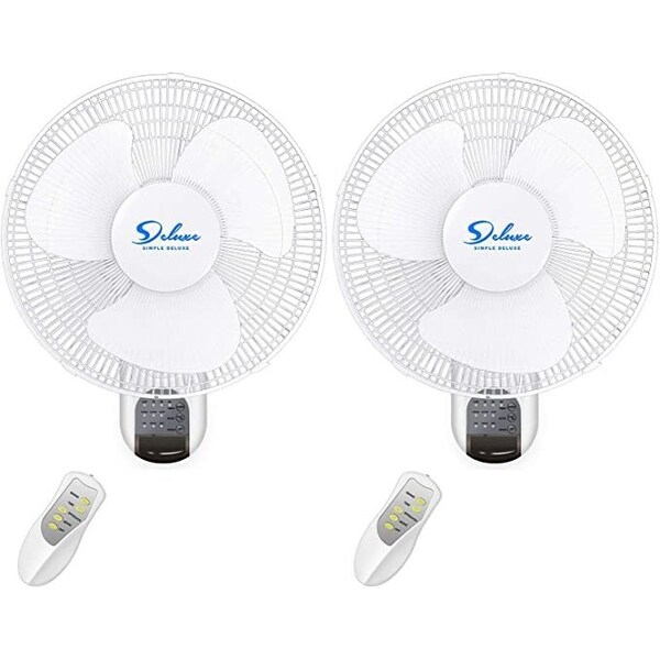 Simple Deluxe Heavy Duty Stainless 16-Inch Digital Wall Mount Oscillating Fan w/ Remote, 2-Pack, 2PK - HIFANXWALLDIGIT16X2