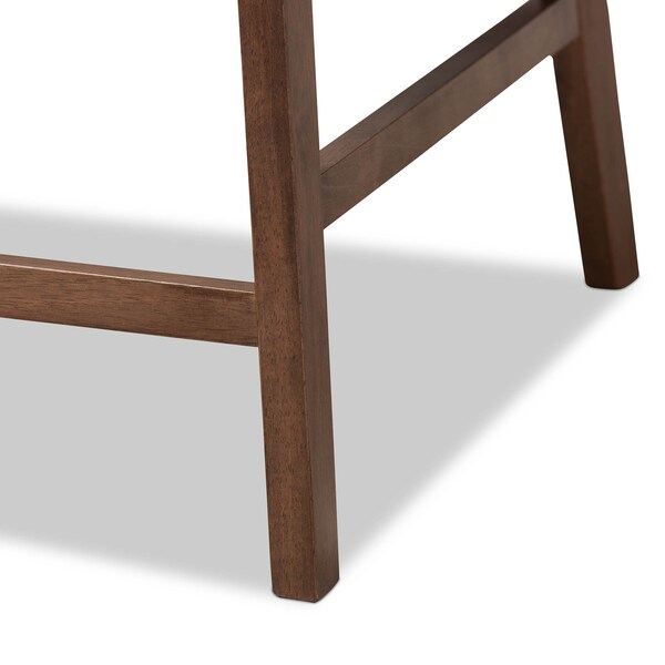 Baxton Studio Larine Grey Upholstered Walnut Finished 2-Piece Counter Stool Set - 159-9697