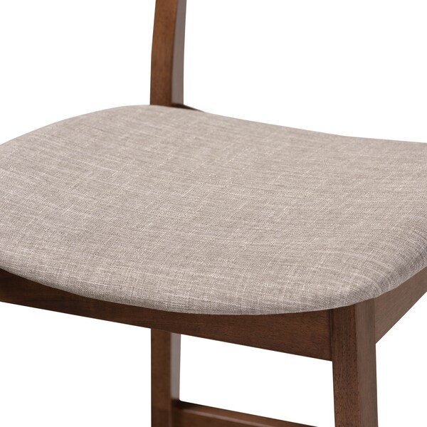 Baxton Studio Larine Grey Upholstered Walnut Finished 2-Piece Counter Stool Set - 159-9697