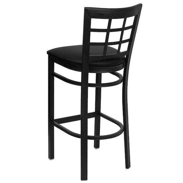 Flash Furniture Restaurant Stool, Window Back, Black Seat - XU-DG6R7BWIN-BAR-BLKV-GG