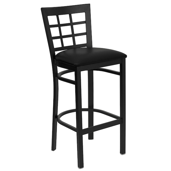 Flash Furniture Restaurant Stool, Window Back, Black Seat - XU-DG6R7BWIN-BAR-BLKV-GG