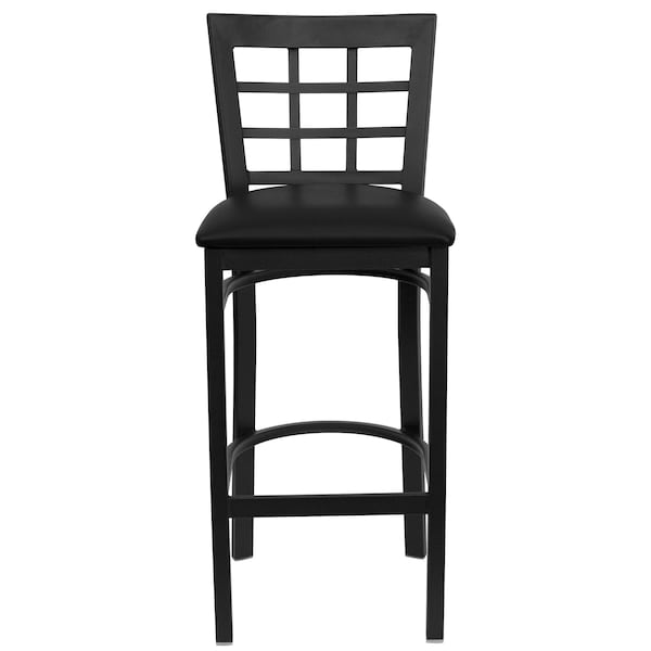 Flash Furniture Restaurant Stool, Window Back, Black Seat - XU-DG6R7BWIN-BAR-BLKV-GG