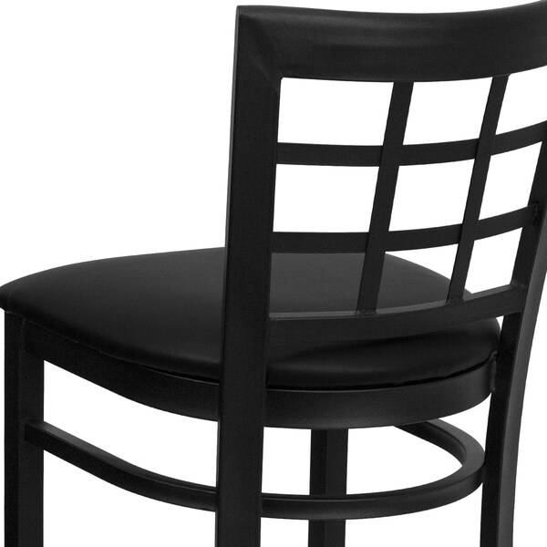 Flash Furniture Restaurant Stool, Window Back, Black Seat - XU-DG6R7BWIN-BAR-BLKV-GG