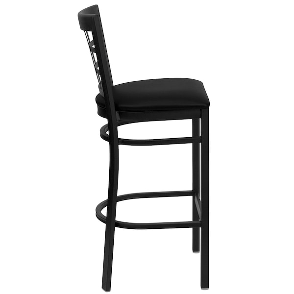 Flash Furniture Restaurant Stool, Window Back, Black Seat - XU-DG6R7BWIN-BAR-BLKV-GG