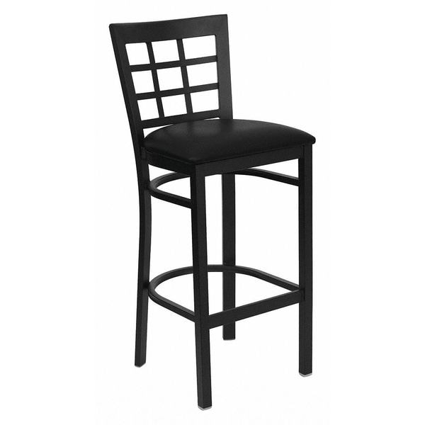 Flash Furniture Restaurant Stool, Window Back, Black Seat - XU-DG6R7BWIN-BAR-BLKV-GG