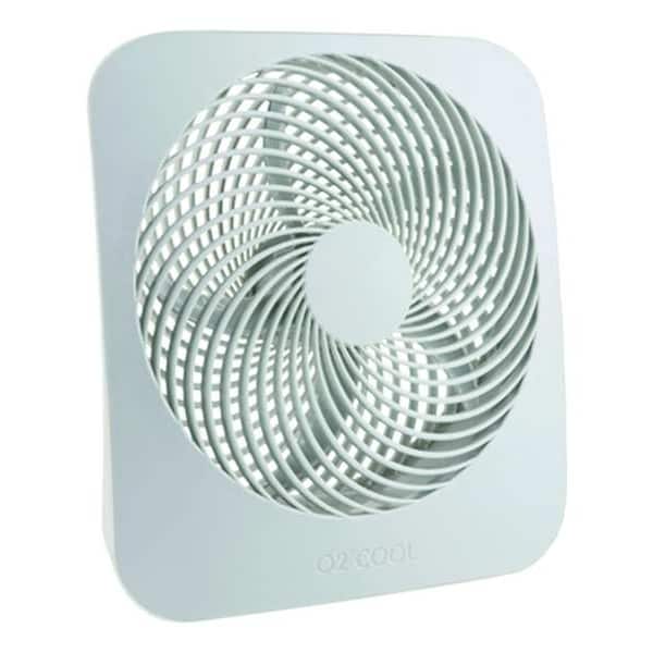 Treva/O2Cool 10" Blade Dia Table Fan, Non-Oscillating, 2 Speeds, 9VDC, White, FCC-Compliant AC Adapter - FD10802A