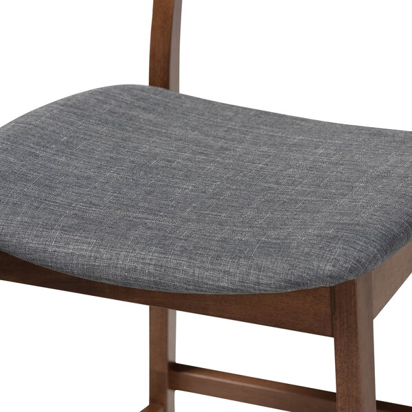 Baxton Studio Larine Dark Grey Upholstered Walnut Finished 2-Piece Counter Stool Set - 159-9698