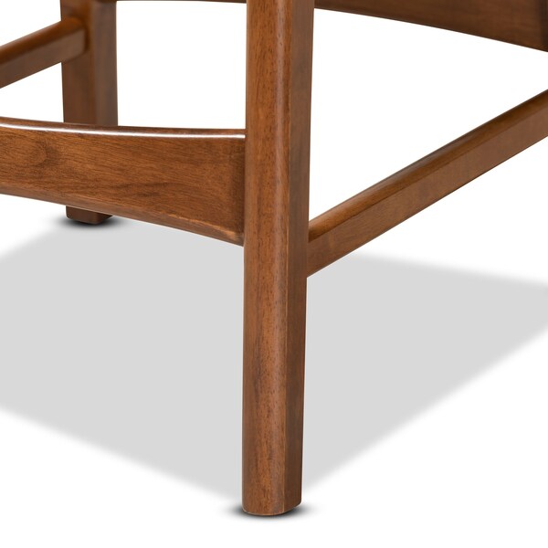 Baxton Studio Katya Mid-Century Modern Sand Fabric and Walnut Brown Finished Wood 2-Piece Counter Stool Set - 183-11639-ZORO