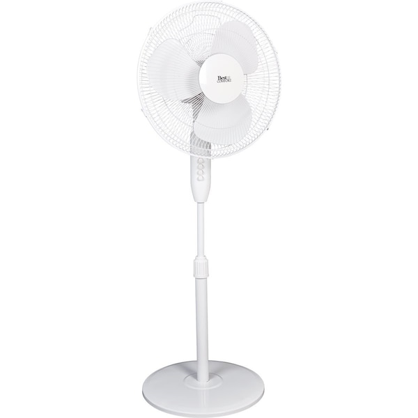 Best Comfort 16 In. 3-Speed Extends to 49 In. H. White Oscillating Pedestal Fan - FSD-40W