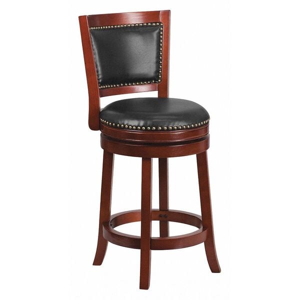 Flash Furniture Stool, Wood, Drk Chstnt, Walnut Leather, 26" - TA-355526-DC-CTR-GG