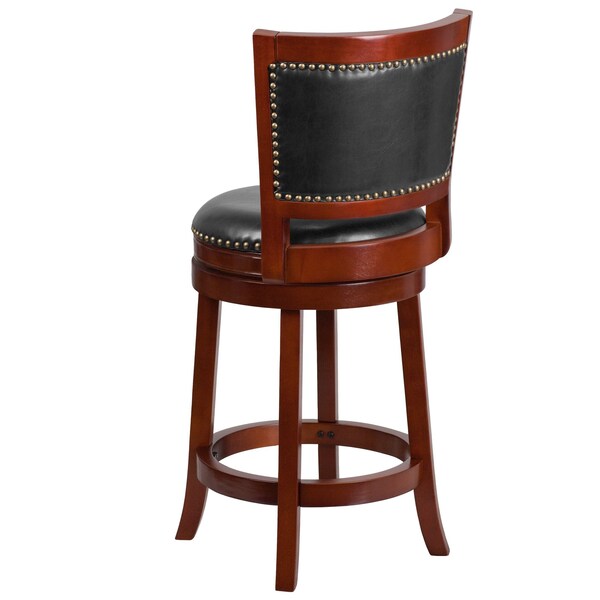 Flash Furniture Stool, Wood, Drk Chstnt, Walnut Leather, 26" - TA-355526-DC-CTR-GG