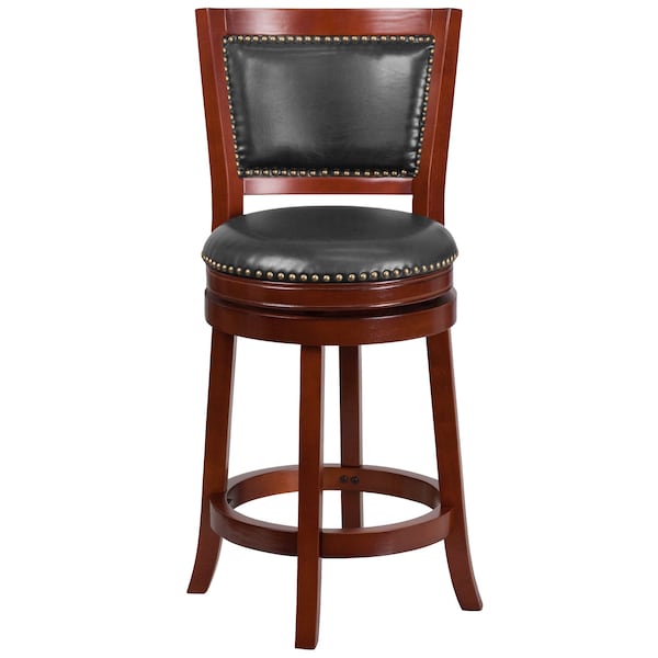 Flash Furniture Stool, Wood, Drk Chstnt, Walnut Leather, 26" - TA-355526-DC-CTR-GG