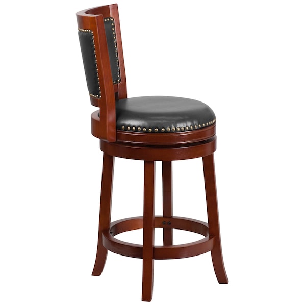 Flash Furniture Stool, Wood, Drk Chstnt, Walnut Leather, 26" - TA-355526-DC-CTR-GG