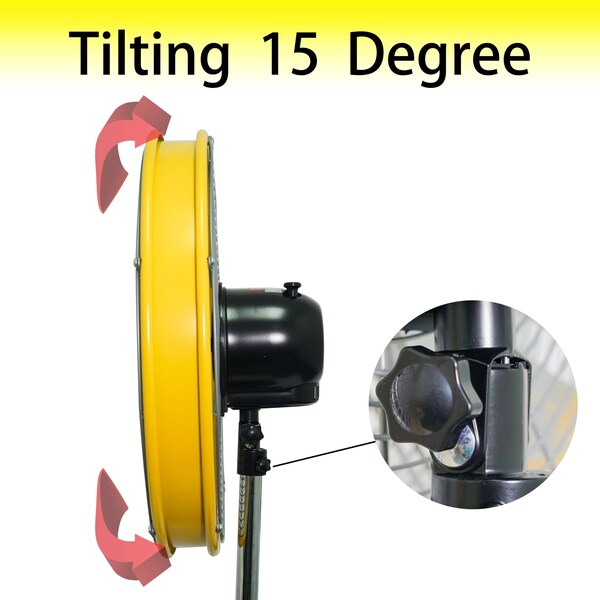 Edendirect 20 in. 3 Speeds High Velocity Pedestal Oscillating Fan in Yellow with Powerful 1/5 HP Motor - IR-FANPD20W
