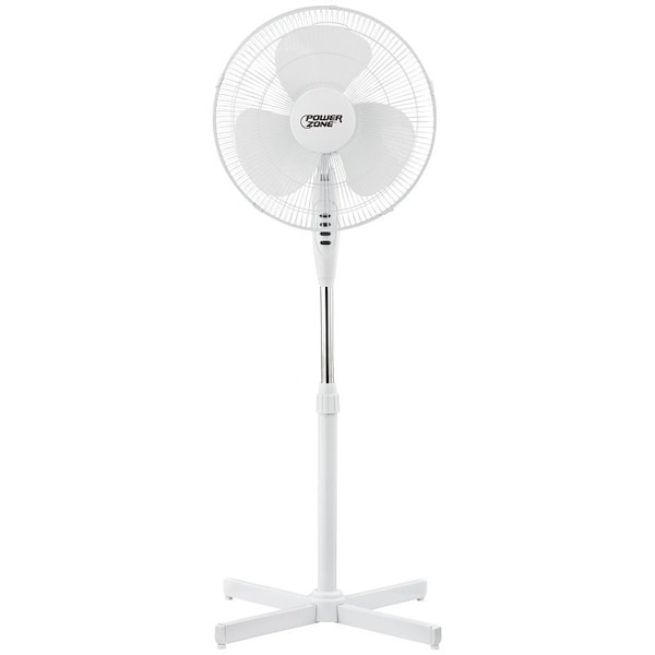 Powerzone PowerZone FS-40E Oscillating Floor Fan, 3-Blade, 3-Speed, 120 V, White - FS-40E
