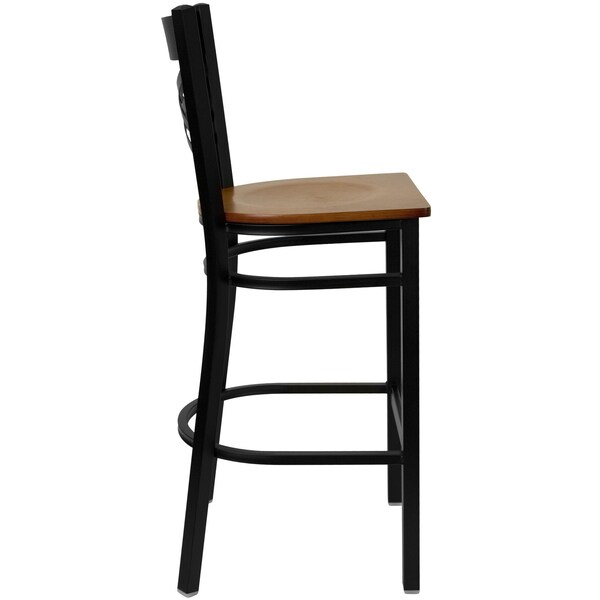 Flash Furniture Restaurant Stool, X Back, Cherry Seat - XU-6F8BXBK-BAR-CHYW-GG