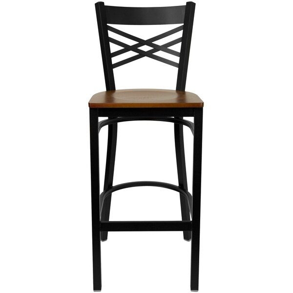 Flash Furniture Restaurant Stool, X Back, Cherry Seat - XU-6F8BXBK-BAR-CHYW-GG