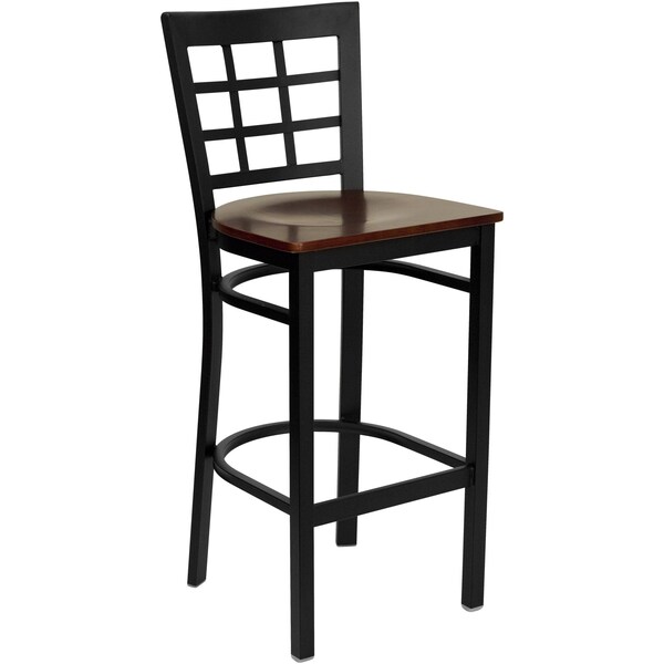 Flash Furniture Restaurant Stool, Window Back, Mahgny Sea - XU-DG6R7BWIN-BAR-MAHW-GG