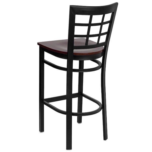 Flash Furniture Restaurant Stool, Window Back, Mahgny Sea - XU-DG6R7BWIN-BAR-MAHW-GG