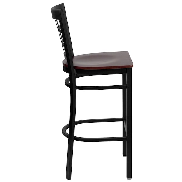 Flash Furniture Restaurant Stool, Window Back, Mahgny Sea - XU-DG6R7BWIN-BAR-MAHW-GG