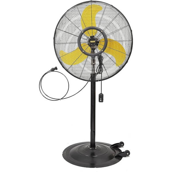 Edendirect 30 in. 3 Speeds Pedestal Fan in Yellow with IP44 Enclosure 1/3 HP Motor, Detachable Mist Spray Kit - IR-FANP30WM