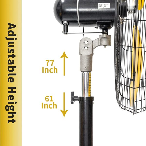 Edendirect 30 in. 3 Speeds Pedestal Fan in Yellow with IP44 Enclosure 1/3 HP Motor, Detachable Mist Spray Kit - IR-FANP30WM
