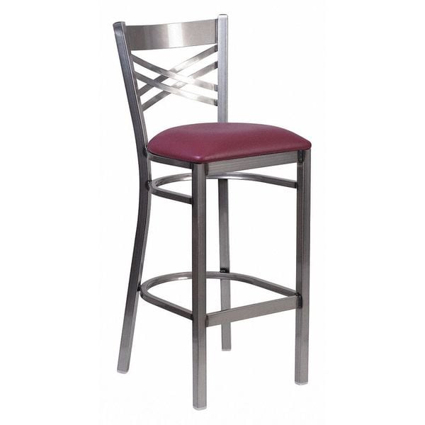 Flash Furniture Restaurant Barstool, Metl X Bck, Burg Vny - XU-6F8B-CLR-BAR-BURV-GG