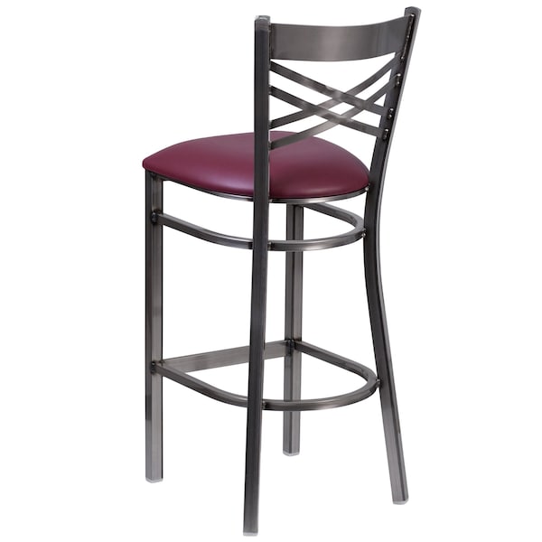 Flash Furniture Restaurant Barstool, Metl X Bck, Burg Vny - XU-6F8B-CLR-BAR-BURV-GG