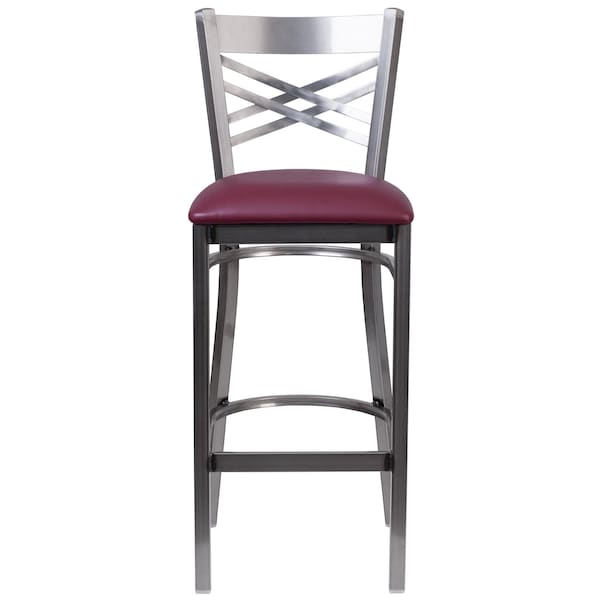 Flash Furniture Restaurant Barstool, Metl X Bck, Burg Vny - XU-6F8B-CLR-BAR-BURV-GG