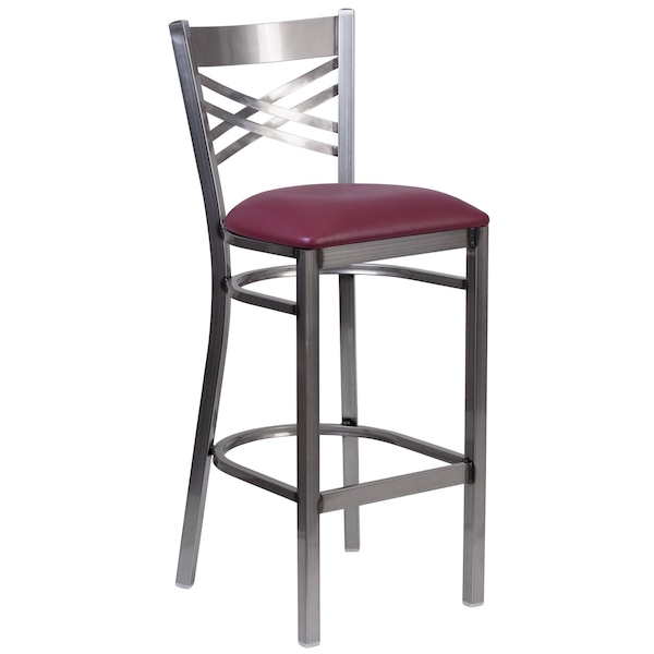 Flash Furniture Restaurant Barstool, Metl X Bck, Burg Vny - XU-6F8B-CLR-BAR-BURV-GG