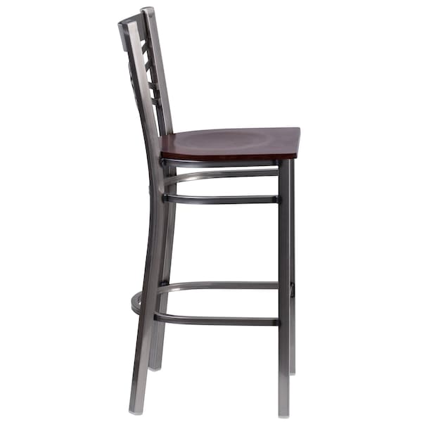 Flash Furniture Restaurant Barstool, Metal X Bck, Wal Woo - XU-6F8B-CLR-BAR-WALW-GG