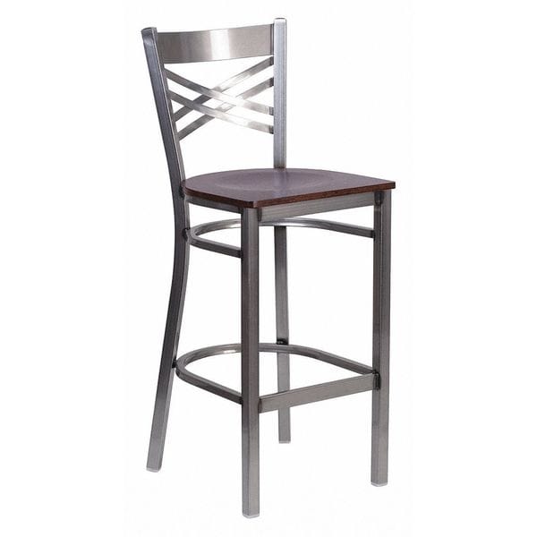 Flash Furniture Restaurant Barstool, Metal X Bck, Wal Woo - XU-6F8B-CLR-BAR-WALW-GG