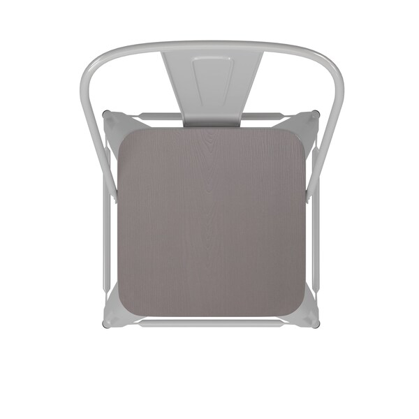 Flash Furniture 24" White Metal Counter Stool-Gray Poly Seat - CH-31320-24GB-WH-PL2G-GG