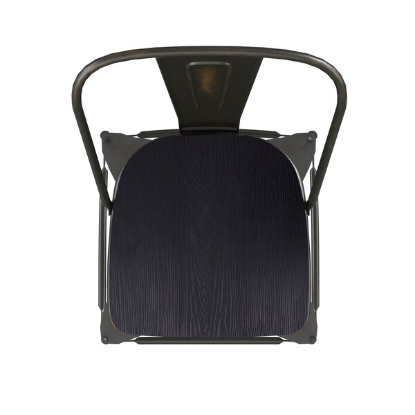 Flash Furniture Copper Metal Stool with Black Poly Seat - ET-3534-24-COP-PL1B-GG