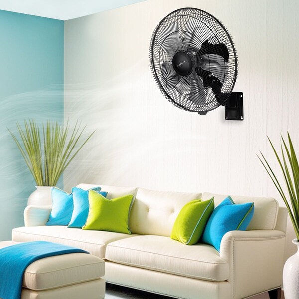 Edendirect 18 in. 90-Degree 5-Speed Settings Black Wall Mount Fan Horizontal Oscillation Indoor/Outdoor - IR-W2815P200997