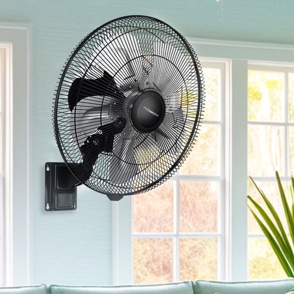 Edendirect 18 in. 90-Degree 5-Speed Settings Black Wall Mount Fan Horizontal Oscillation Indoor/Outdoor - IR-W2815P200997