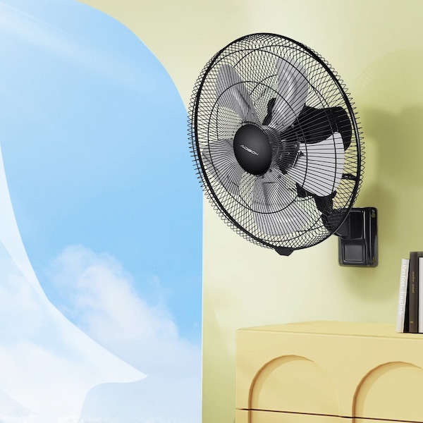 Edendirect 18 in. 90-Degree 5-Speed Settings Black Wall Mount Fan Horizontal Oscillation Indoor/Outdoor - IR-W2815P200997