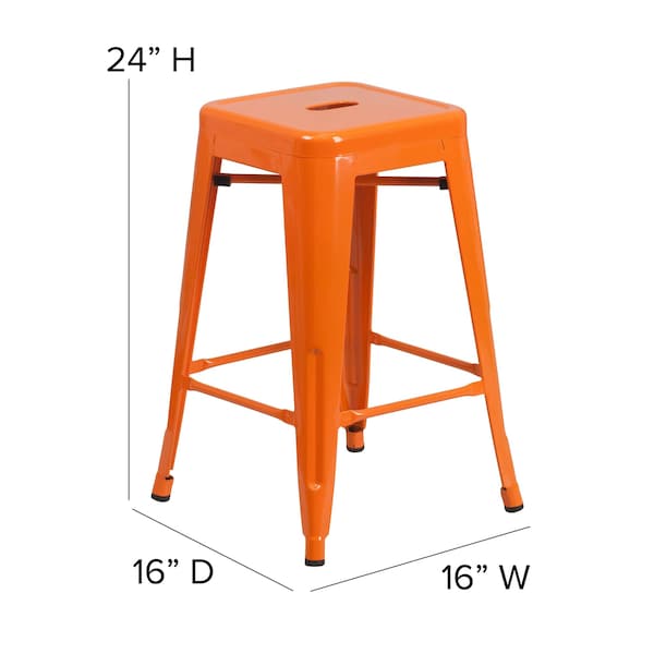 Flash Furniture 24" High Backless Orange Counter Height Stool - CH-31320-24-OR-GG