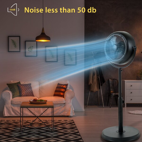 Edendirect 8 in. 3-Fan Speeds Pedestal Fan in Black with 360deg Rotatable, Adjustable Height - IR-STANDRETRO8B