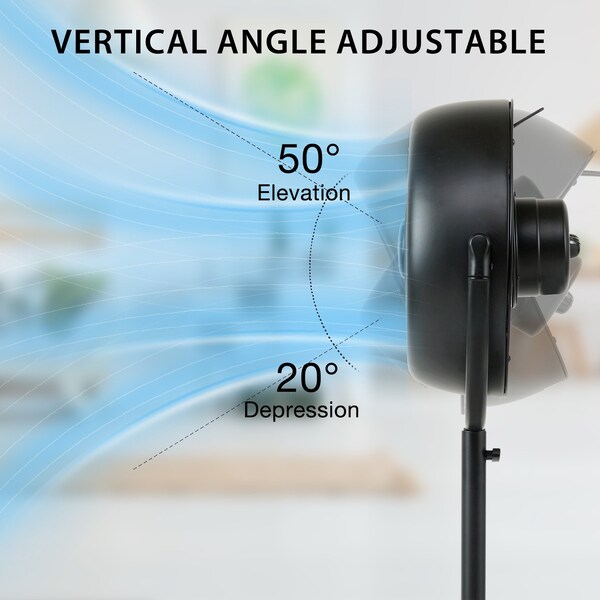 Edendirect 8 in. 3-Fan Speeds Pedestal Fan in Black with 360deg Rotatable, Adjustable Height - IR-STANDRETRO8B