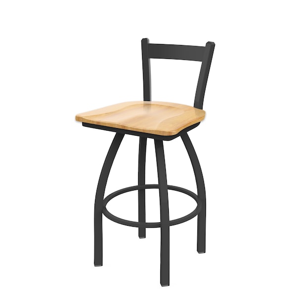 Holland Bar Stool Co 25" Low Back Swivel Counter Stool, Pewter Finish, Nat Maple Seat - 82125PWNATMPL