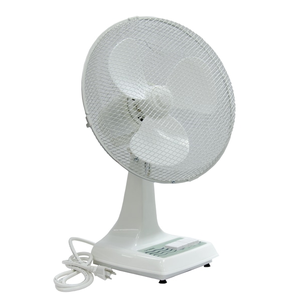 Tpi Desk Fan, 12", 120V White Plastic Open Ven - ODF-12