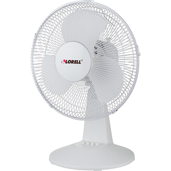 Lorell 12" Oscillating Desk Fan, 3 Speeds, White - LLR44551