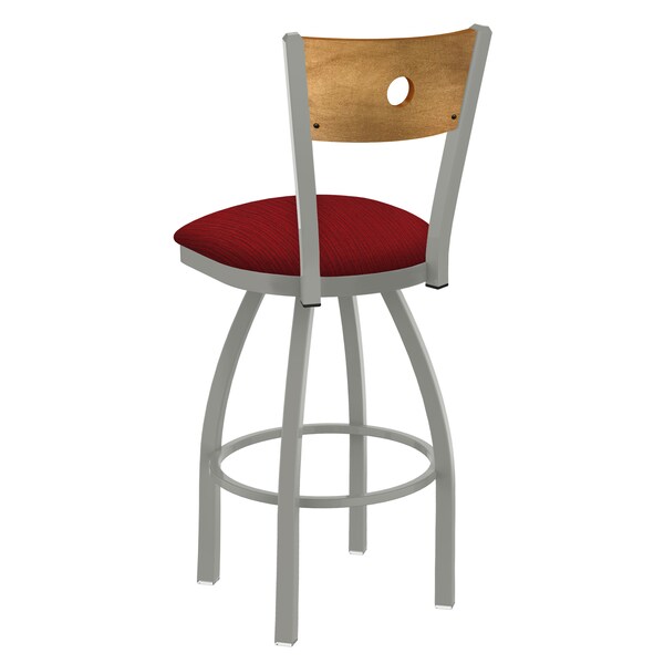 Holland Bar Stool Co 25" Swivel Counter Stool, Nickel Finish, Med Back, Graph Ruby Seat - 83025ANMEDMPLB016