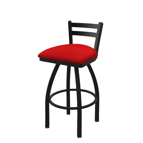 Holland Bar Stool Co 25" Low Back Swivel Counter Stool, Black Wrinkle, Canter Red Seat - 41125BW011