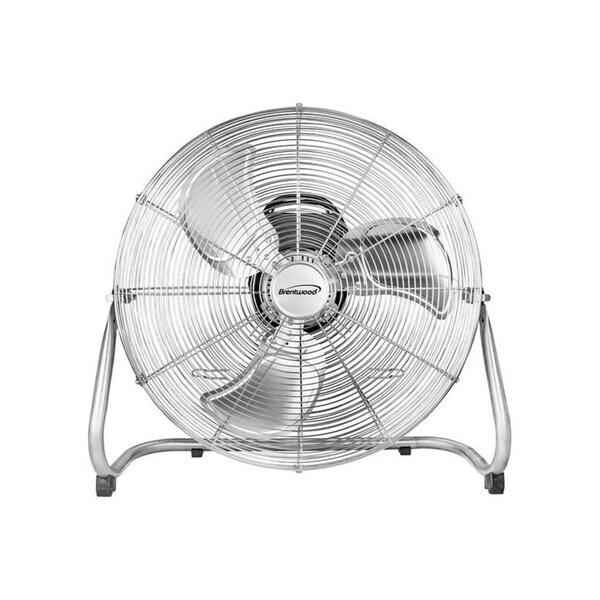 Brentwood Kool Zone 20 in. 130W 3-Speed High-Velocity Metal Floor Fan with Pivoting Head - F-20CRC