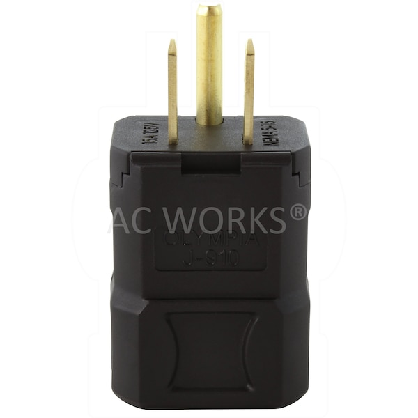 Ac Works NEMA 5-15P 15A 125V Clamp Style Square Household Plug with UL, C-UL Approval in Black - ASQ515P-BK
