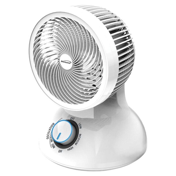Brentwood Kool Zone 6 in. 3 Speed 28W Oscillating Air Circulator Desktop Fan, White - F-650MW