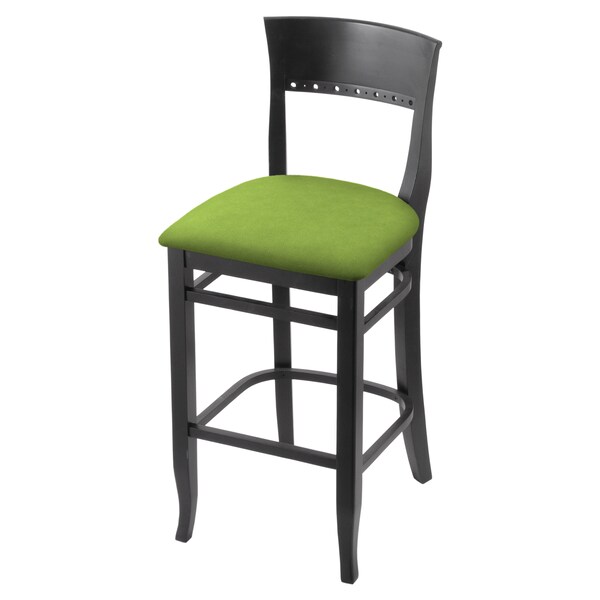 Holland Bar Stool Co 25" Counter Stool, Black Finish, Canter Kiwi Green Seat - 316025BLK009